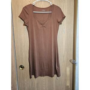 NWT OGL XL brown cap sleeved body con dress.